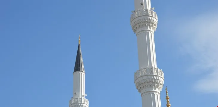 Cone and balcony of steel minarets details